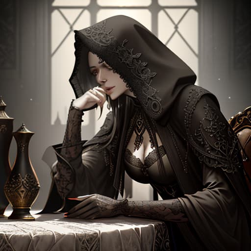  tea, madame, death with cosy, black hood, face hidden behind the hood, hands of bones, tea at the table, (dark shot:1.17), epic realistic, faded, ((neutral colors)), art, (hdr:1.5), (muted colors:1.2), hyperdetailed, (artstation:1.5), cinematic, warm lights, dramatic light, (intricate details:1.1), complex background, (rutkowski:0.8), (teal and orange:0.4), details, ((intricate details)), hdr, ((intricate details, hyperdetailed)) hyperrealistic, full body, detailed clothing, highly detailed, cinematic lighting, stunningly beautiful, intricate, sharp focus, f/1. 8, 85mm, (centered image composition), (professionally color graded), ((bright soft diffused light)), volumetric fog, trending on instagram, trending on tumblr, HDR 4K, 8K