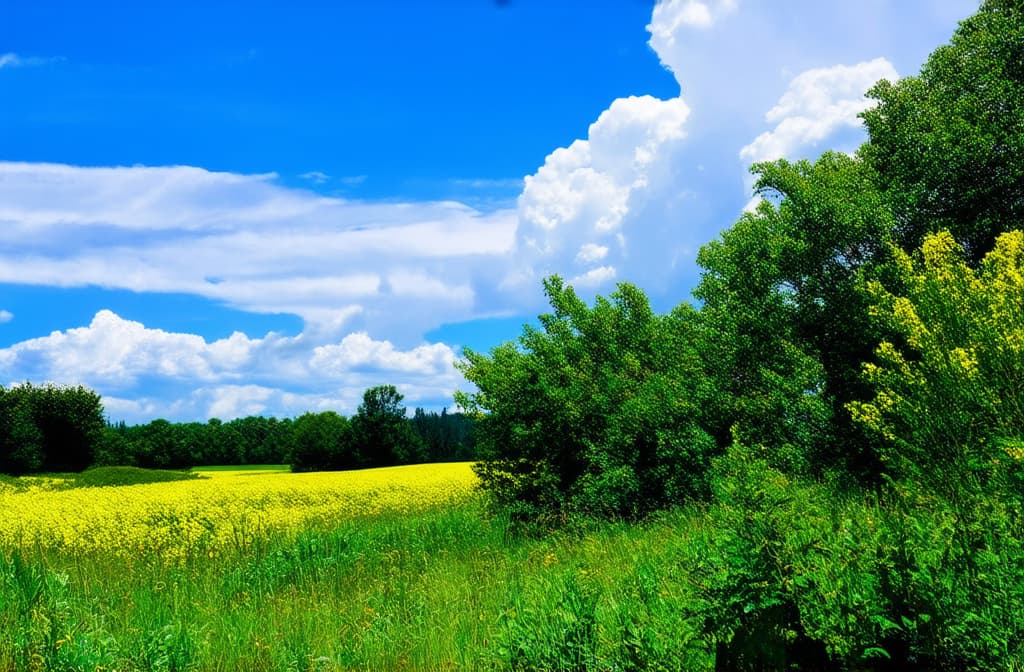  summer cloudy landscape with blue sky ar 3:2 {prompt}, maximum details