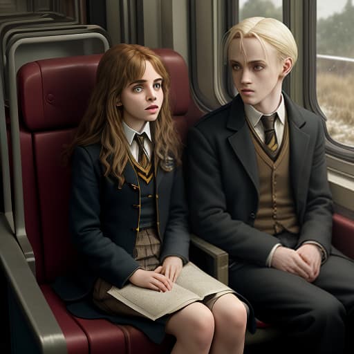  hermione granger sits opposite draco malfoy on the train