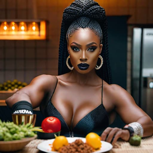  "Black Veganism" Is on the Rise. Here's Why. hyperrealistic, full body, detailed clothing, highly detailed, cinematic lighting, stunningly beautiful, intricate, sharp focus, f/1. 8, 85mm, (centered image composition), (professionally color graded), ((bright soft diffused light)), volumetric fog, trending on instagram, trending on tumblr, HDR 4K, 8K