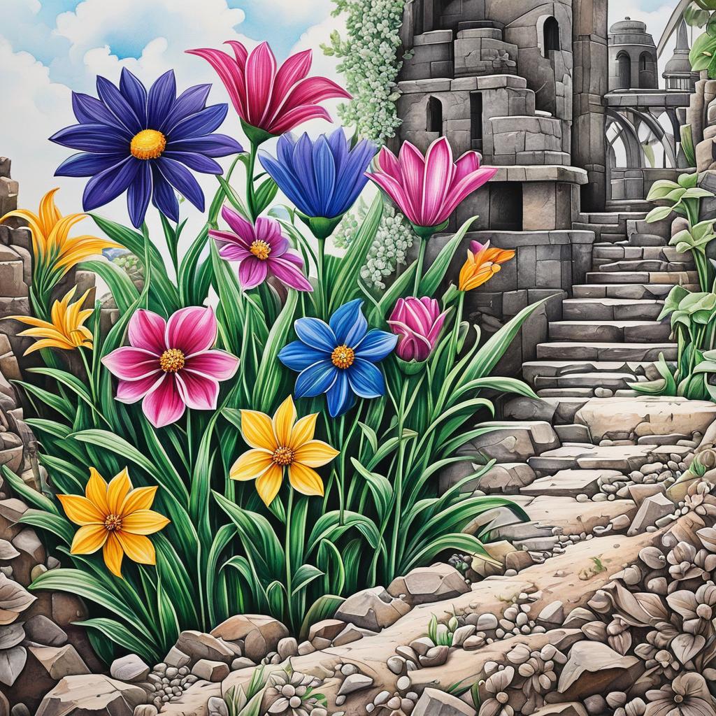  draw the flowers that are buried in a waste stack, award winning, professional, highly detailed, masterpiece