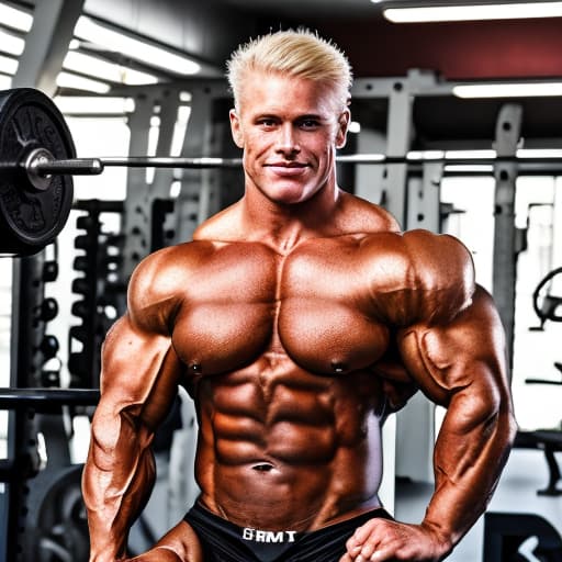 portrait+ style IFBB superstar bodybuilder blonde hunk dude face