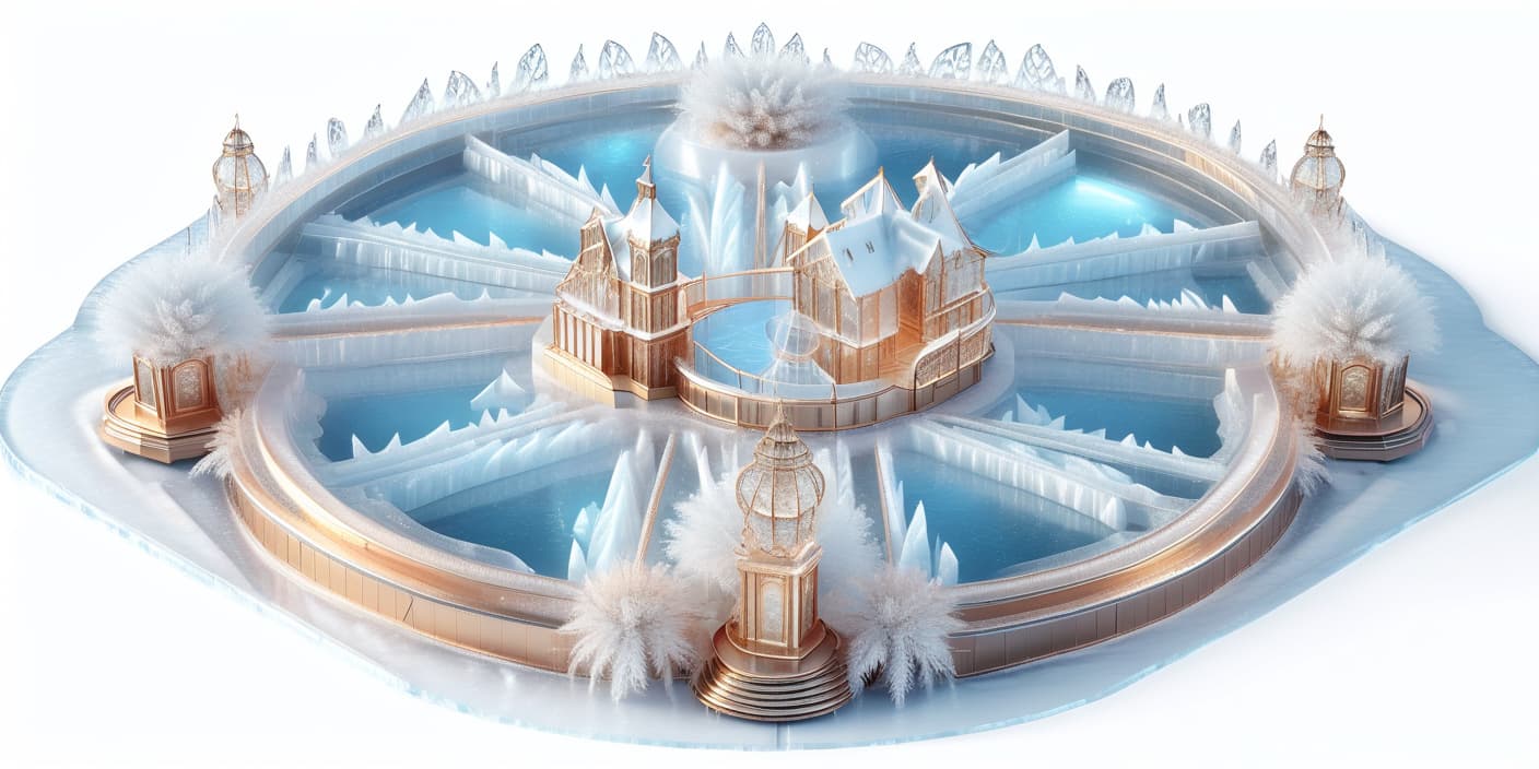  professional 3d model a platform made of ice with beautiful ornament . octane render, highly detailed, volumetric, dramatic lighting, civitai