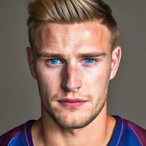 portrait+ style British LGBT queer rugby player blonde hunk dude face