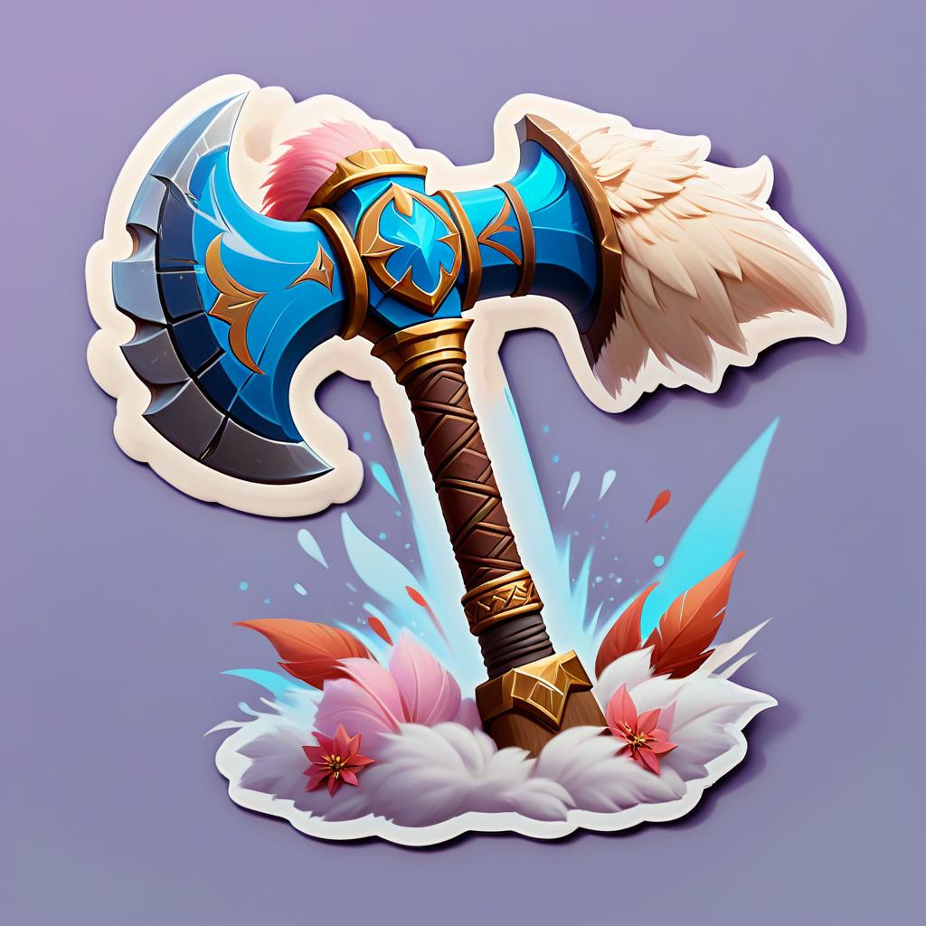  ethereal fantasy concept art of barbarian big battle axe, tribal accessories, rpg class minimal badge logo . magnificent, celestial, ethereal, painterly, epic, majestic, magical, fantasy art, cover art, dreamy, sticker