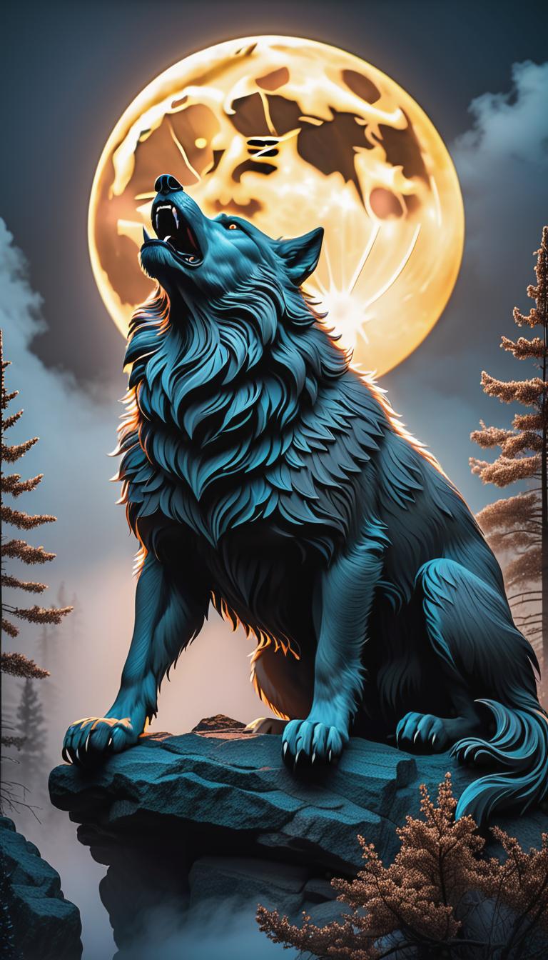  gothic style depiction of a werewolf howling at the moon. dark, mysterious, scary, haunting, dramatic, ornate, detailed. . dark, mysterious, haunting, dramatic, ornate, detailed, hyperrealistic, full body, detailed clothing, highly detailed, cinematic lighting, stunningly beautiful, intricate, sharp focus, f/1. 8, 85mm, (centered image composition), (professionally color graded), ((bright soft diffused light)), volumetric fog, trending on instagram, trending on tumblr, HDR 4K, 8K