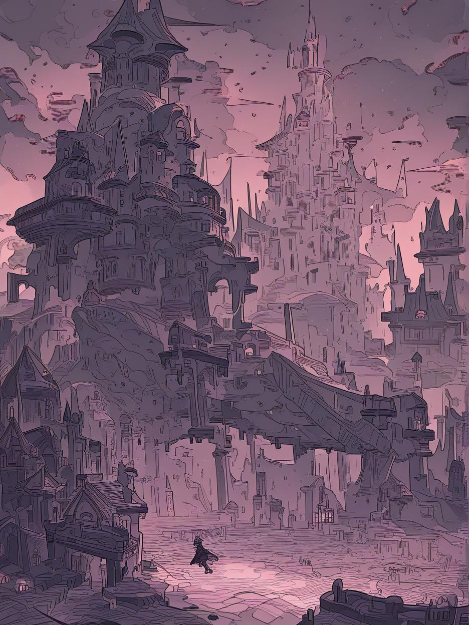  make me a picture of a gloomy futuristic castle 2d pixealized . best quality, high resolution