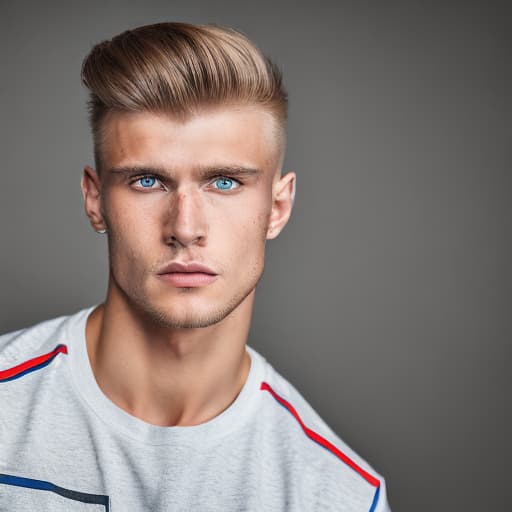 portrait+ style Russian LGBT queer fitness model blonde hunk dude face