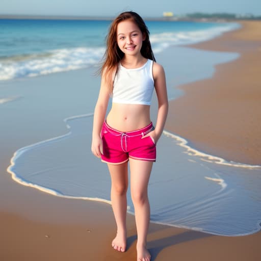   girl wearing shorts playing on beach