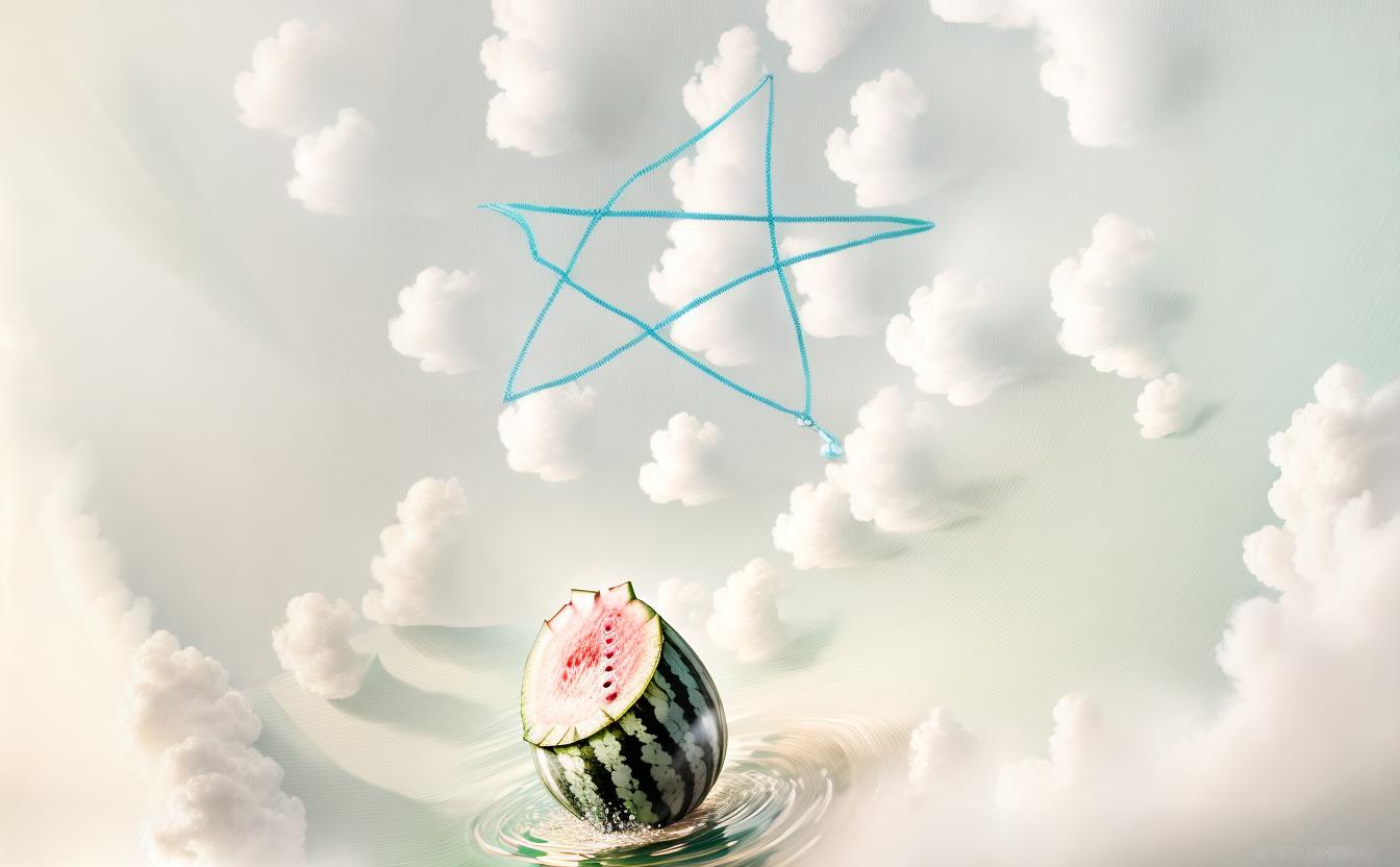  watermelon fields, water, flower,chinese auspicious cloud, teal color background,(best quality),((masterpiece)),