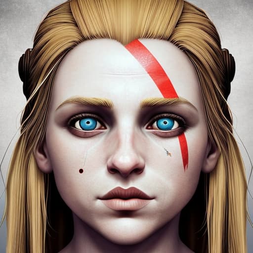  Symmetry!! portrait of a blonde haired woman in the style of god of war