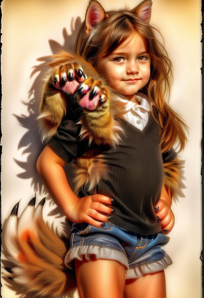  hdr photo of cute girl with paws and claws . high dynamic range, vivid, rich details, clear shadows and highlights, realistic, intense, enhanced contrast, highly detailed