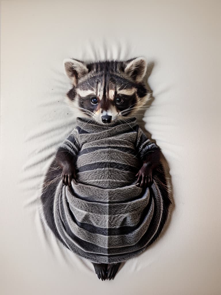  (line drawing,simple) metamorphosis (very cute raccoon),under the covers,