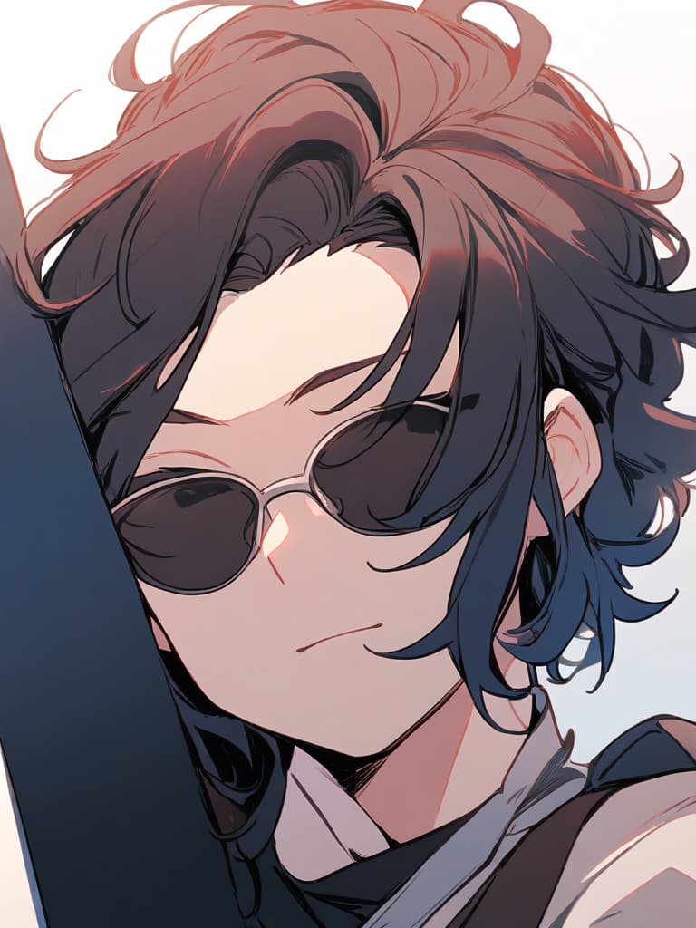  masterpiece,(((one male:1.7))),handsome,delicate black hair color,(((afro perm hairstyle:1.2))),(((black sunglasses))),larynxblue long sleeved shirt,,high quality,16k