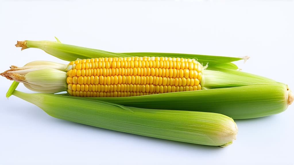  advertising style, stock photo, corporate branding style one corn on a white background without greenery ar 16:9 . professional, clean, modern, product focused, commercial, eye catching, minimalist, business oriented, highly detailed