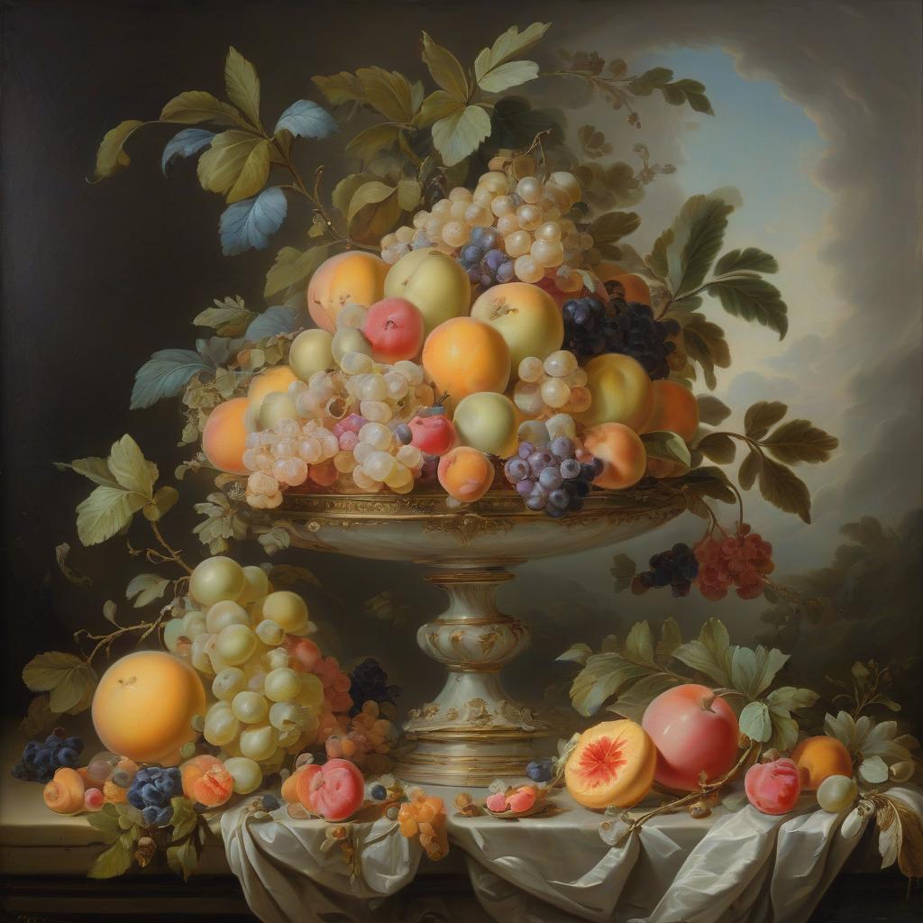  rococo, oil, canvas, high quality image, fruit mix