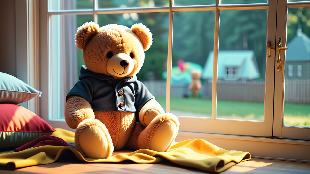  a cozy nursery with neatly arranged second hand baby clothes in soft pastel colors, a plush teddy bear, and a gentle light filtering through a window, creating a warm, inviting atmosphere. hyperrealistic, full body, detailed clothing, highly detailed, cinematic lighting, stunningly beautiful, intricate, sharp focus, f/1. 8, 85mm, (centered image composition), (professionally color graded), ((bright soft diffused light)), volumetric fog, trending on instagram, trending on tumblr, HDR 4K, 8K