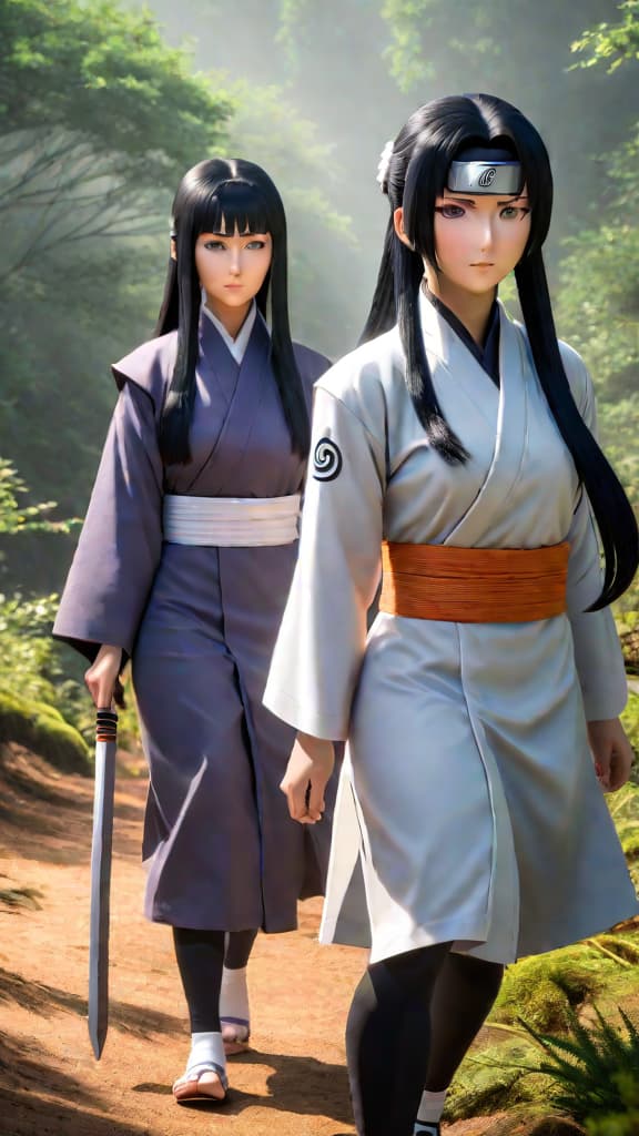  anime art depicting the hyuga clan's byakugan eyes revealing hidden chakra networks and secrets with neji and hinata from naruto shippuden. hyperrealistic, full body, detailed clothing, highly detailed, cinematic lighting, stunningly beautiful, intricate, sharp focus, f/1. 8, 85mm, (centered image composition), (professionally color graded), ((bright soft diffused light)), volumetric fog, trending on instagram, trending on tumblr, HDR 4K, 8K