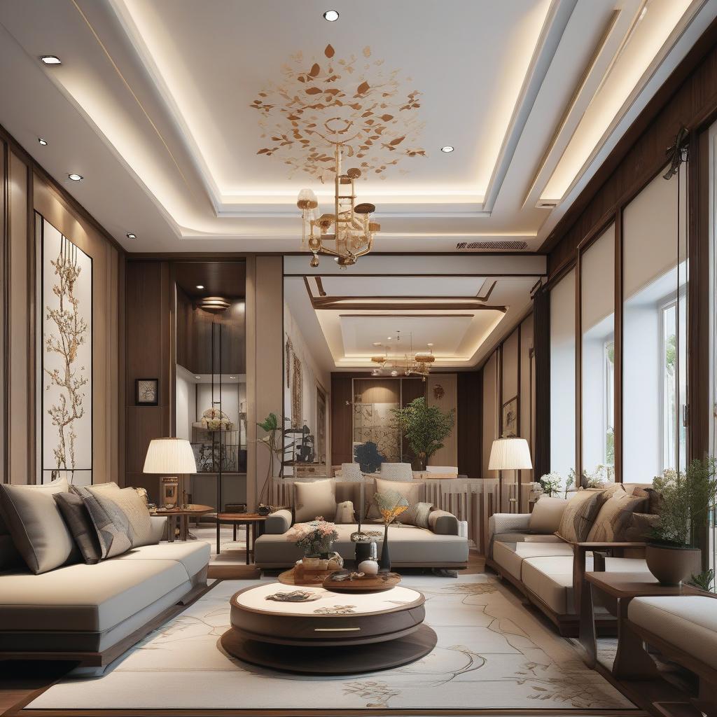  masterpiece, best quality,Japanese style living room with detailed interior decoration drawings,