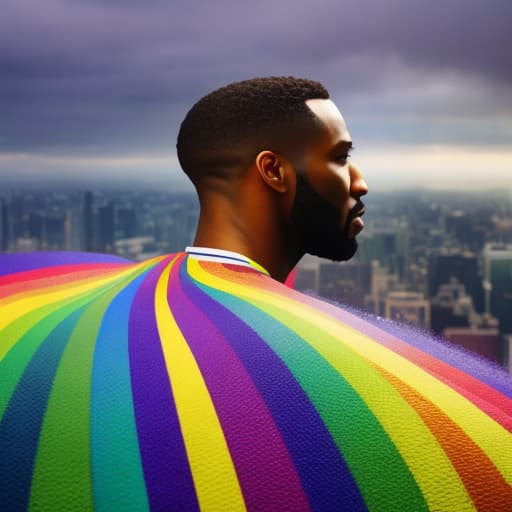 photo about the rainbow of life hyperrealistic, full body, detailed clothing, highly detailed, cinematic lighting, stunningly beautiful, intricate, sharp focus, f/1. 8, 85mm, (centered image composition), (professionally color graded), ((bright soft diffused light)), volumetric fog, trending on instagram, trending on tumblr, HDR 4K, 8K