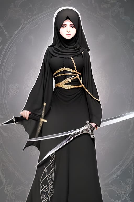  Make a person with a hajab and abaya with a sword in her chest