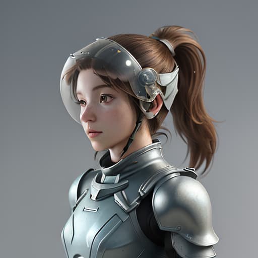  girl, humanity, wearing biological armor, shell, fully enclosed helmet, (solo: 1.5), dynamic, top quality, masterpiece, c4d, ponytail.