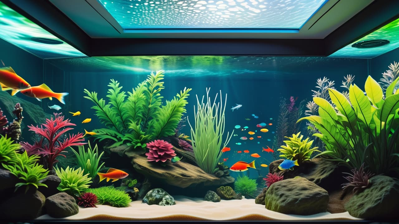  a vibrant aquarium scene showcasing various fish species, colorful aquatic plants, and essential equipment like filters and heaters, with a price tag on each item subtly placed within the composition, capturing the costs of fishkeeping. hyperrealistic, full body, detailed clothing, highly detailed, cinematic lighting, stunningly beautiful, intricate, sharp focus, f/1. 8, 85mm, (centered image composition), (professionally color graded), ((bright soft diffused light)), volumetric fog, trending on instagram, trending on tumblr, HDR 4K, 8K