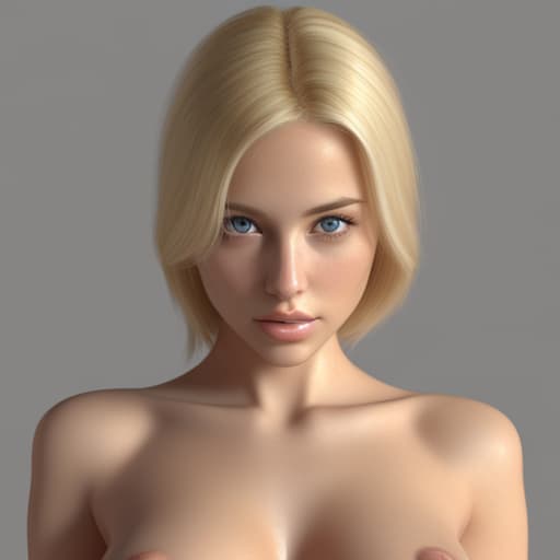  Blonde Woman with no shirt realistic