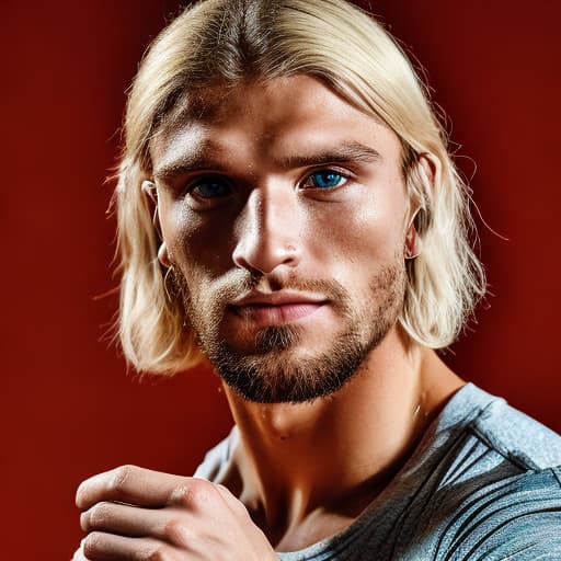 portrait+ style Russian LGBT queer fitness model blonde hunk dude face