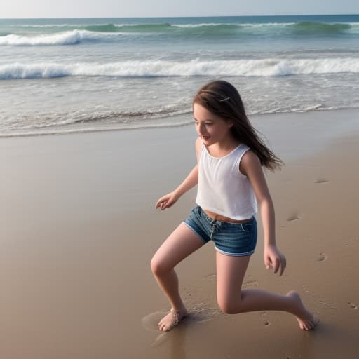   girl wearing shorts playing on beach