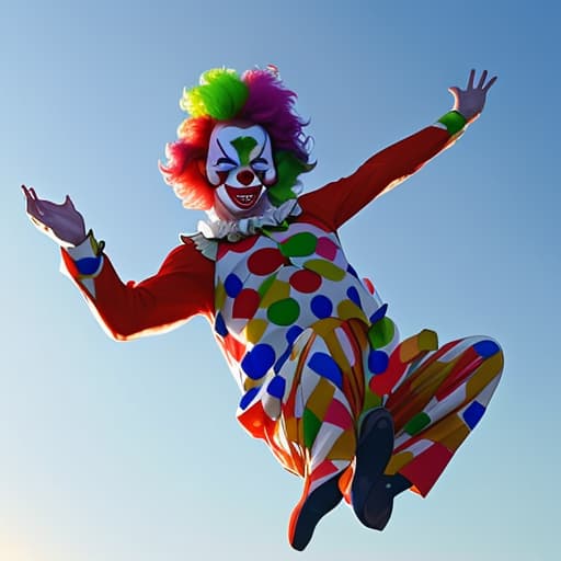  Man jumping from plane with clown mask