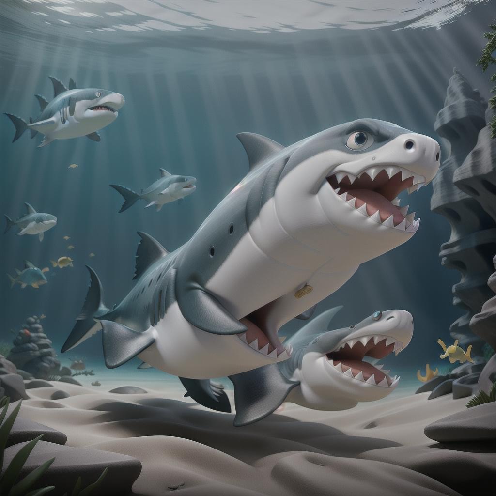  Angry shark tries to eat frightened holidaymakers swimming in the sea hyperrealistic, full body, detailed clothing, highly detailed, cinematic lighting, stunningly beautiful, intricate, sharp focus, f/1. 8, 85mm, (centered image composition), (professionally color graded), ((bright soft diffused light)), volumetric fog, trending on instagram, trending on tumblr, HDR 4K, 8K