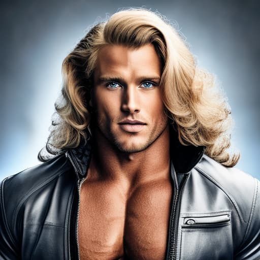 portrait+ style bodybuilding superstar blonde hunk dude face