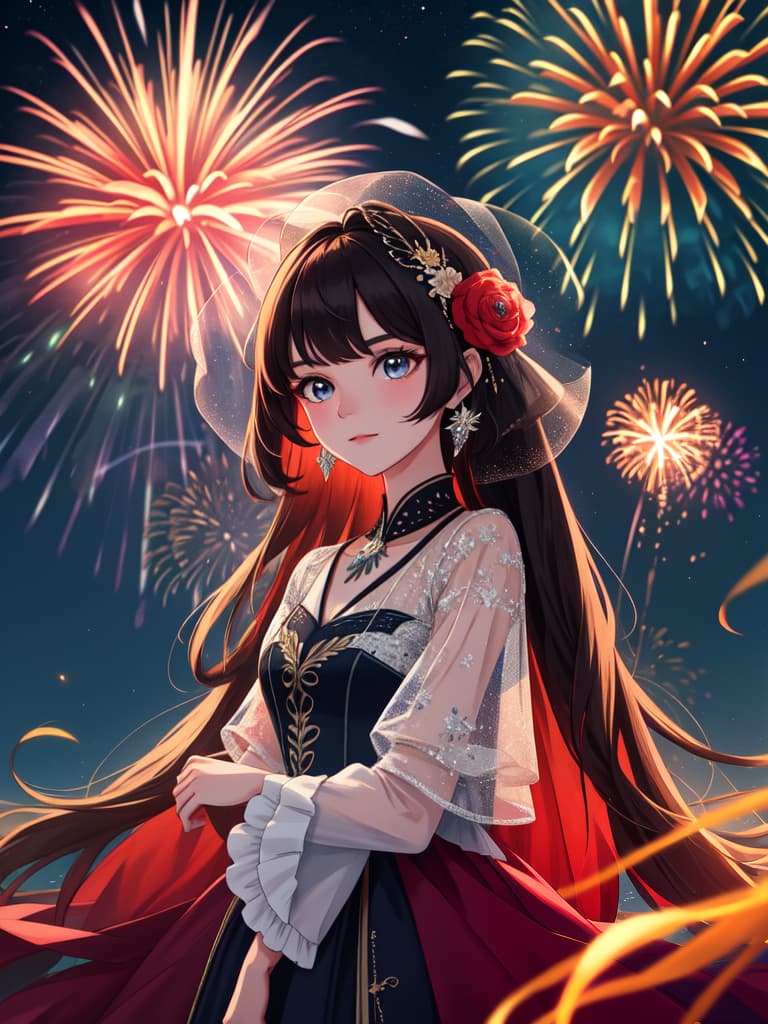  fireworks, night, beautiful, no human, masterpiece, best quality,8k,ultra detailed,high resolution,an extremely delicate and beautiful,hyper detail