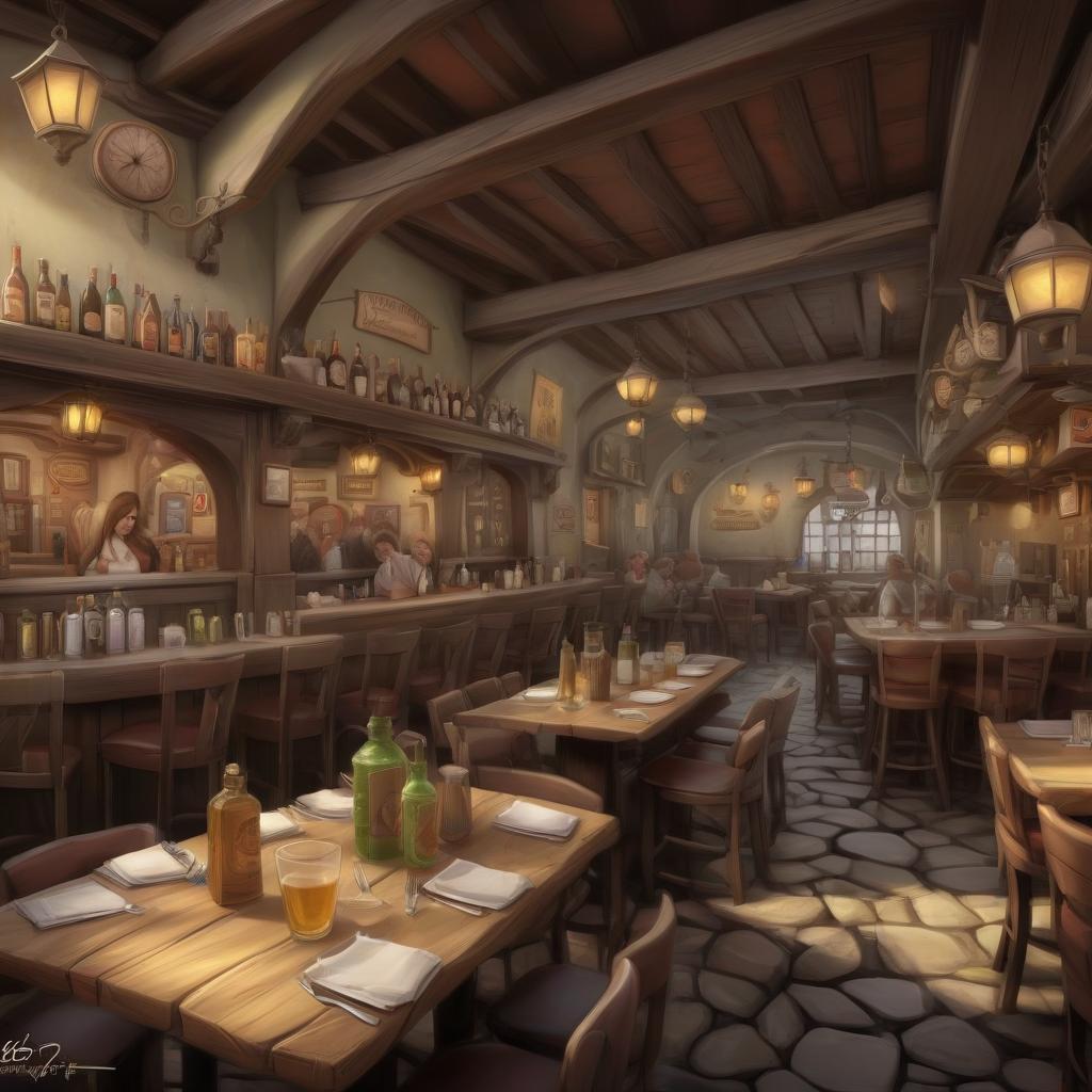  concept art tavern taverna . digital artwork, illustrative, painterly, matte painting, highly detailed