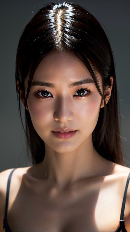  Best quality, masterpiece, ultra high res, (photorealistic:1.4), raw photo, (detail face:1.3), (realistic skin), deep shadow, dramatic lighting, cute, black hair, hair clip, , innocent, face, clear skin, lovely smile, narrow eyes, deep shadow, dramatic lighting, portrait, portrait size, unedited, symmetrical balance