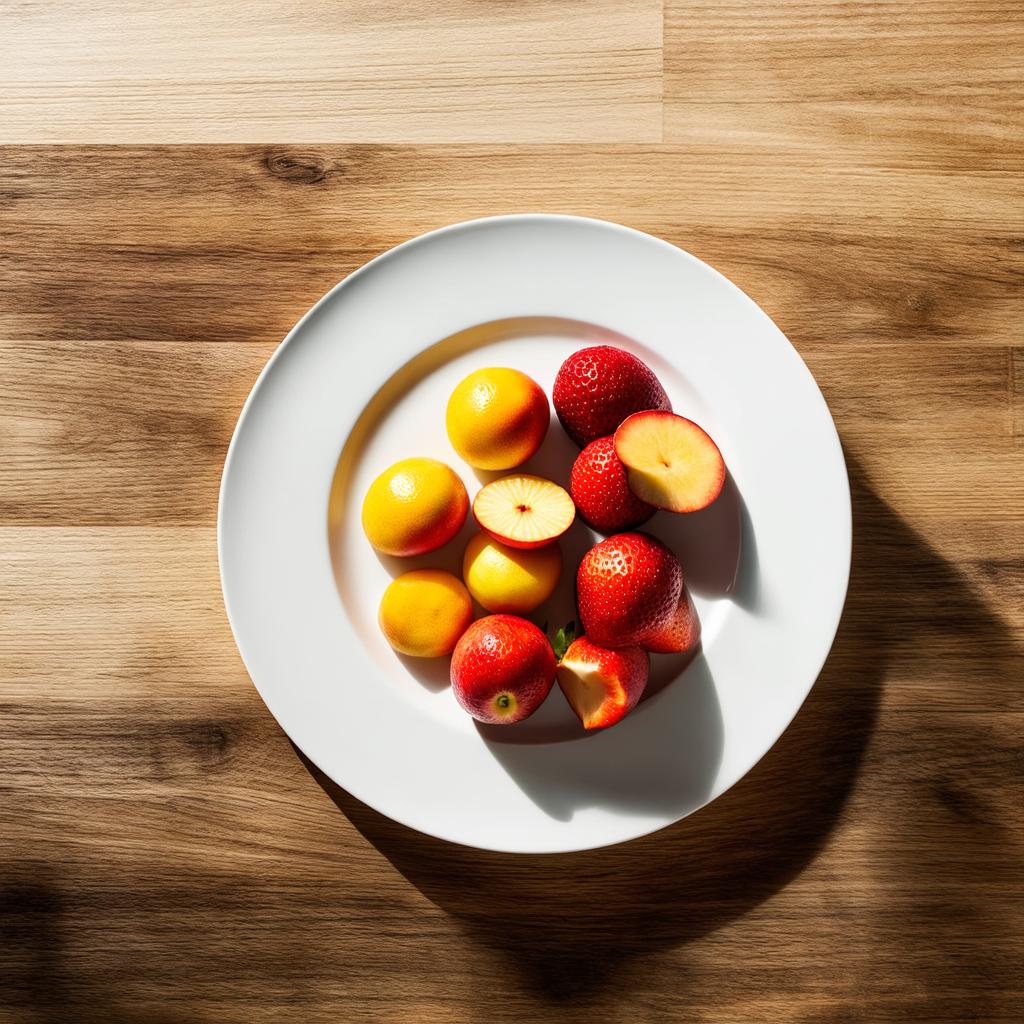  a plate of fruit on the table, (natural skin texture, hyperrealism, soft light, muted colors), epic realistic, rutkowski