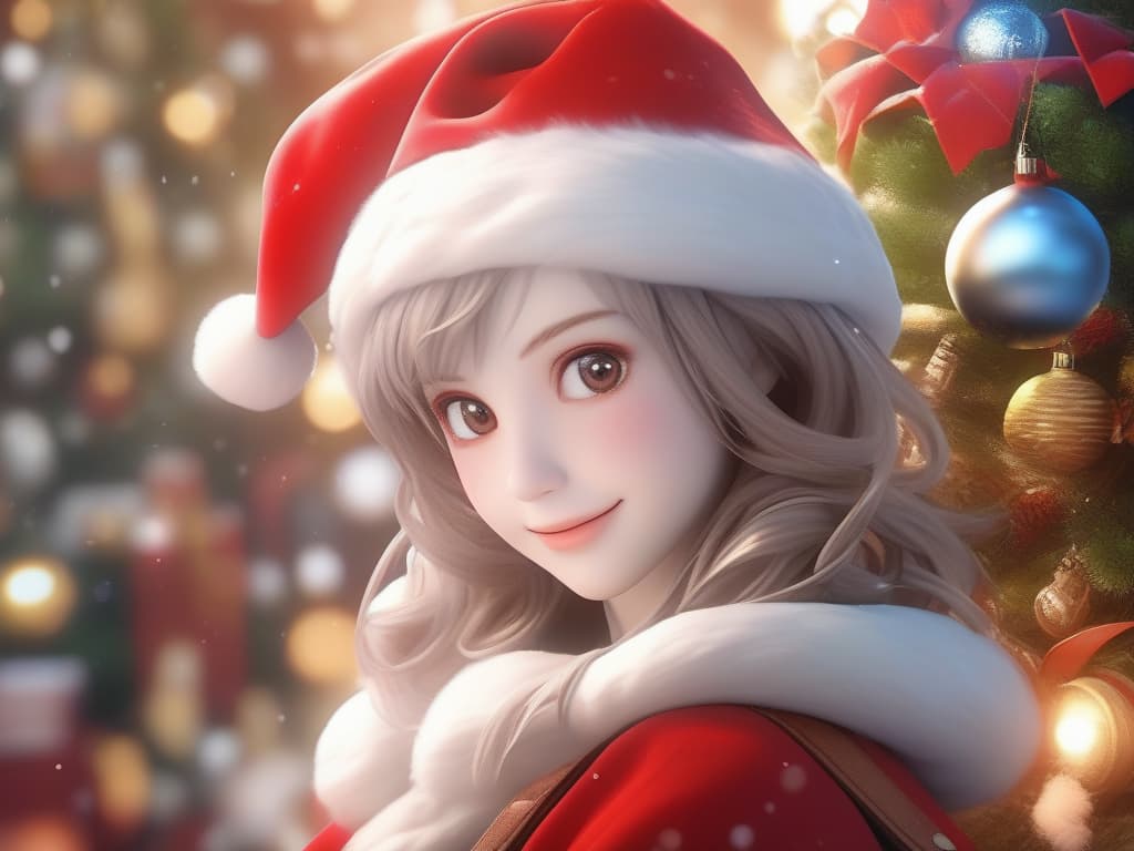  santa cosplay, christmas, smiley girl, masterpiece, best quality,8k,ultra detailed,high resolution,an extremely delicate and beautiful,hyper detail