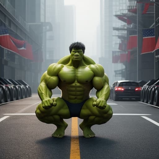  (Hulk weightlifting), photorealistic, highly detailed, 4k, high quality hyperrealistic, full body, detailed clothing, highly detailed, cinematic lighting, stunningly beautiful, intricate, sharp focus, f/1. 8, 85mm, (centered image composition), (professionally color graded), ((bright soft diffused light)), volumetric fog, trending on instagram, trending on tumblr, HDR 4K, 8K