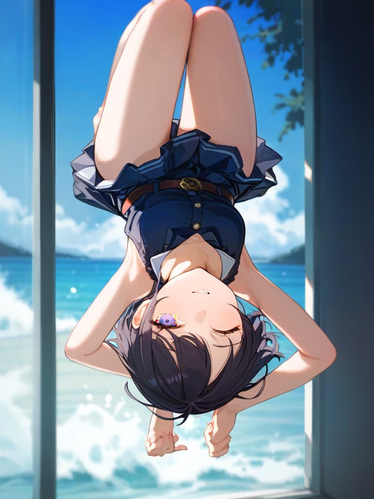  ultra detailed:1.2masterpiece:1.2,best quality,masterpiece,bestquality,hdr:1.1,8k:1.1,very cute girl:1.3,closed eyes:1.1,(fullbody:1.2)(falling sea:1.3),(splash:1.3),(flip upside down:1.7),school uniform:1.4,from front:1.4,open dot mouth,sleep eyes :,closed legs:1.41.3,arms down:1.3