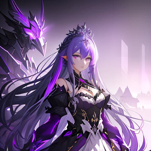  a girl with long hair and a crown on her head, discord profile picture, gradient black to purple, epic portrait of menacing, vyverns, ios app icon, cacodemon, looking threatening, hyperrealistic, full body, detailed clothing, highly detailed, cinematic lighting, stunningly beautiful, intricate, sharp focus, f/1. 8, 85mm, (centered image composition), (professionally color graded), ((bright soft diffused light)), volumetric fog, trending on instagram, trending on tumblr, HDR 4K, 8K