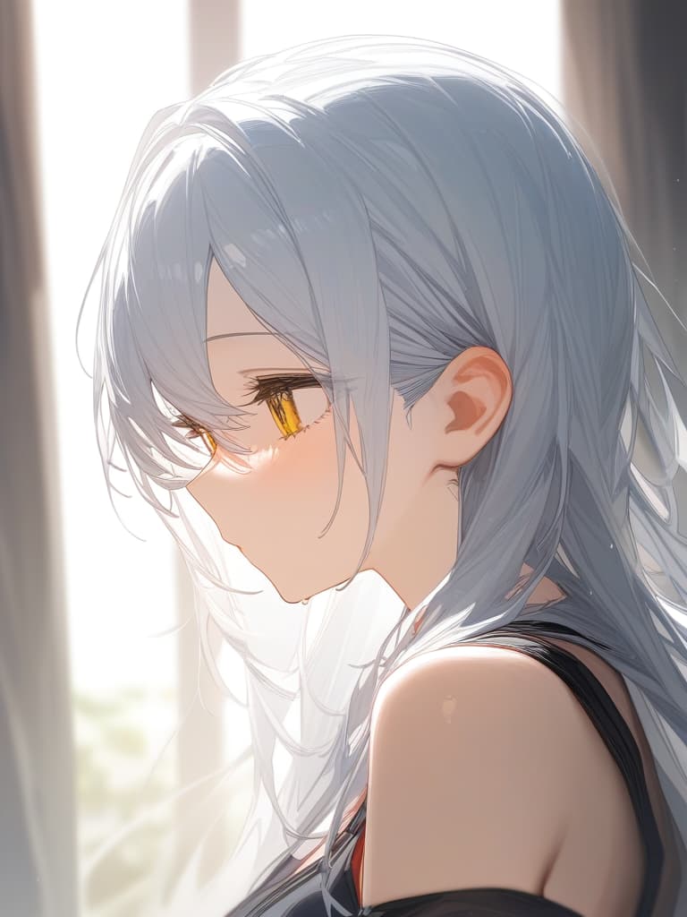  e cup, white hair, yellow eyes, masterpiece, best quality,8k,ultra detailed,high resolution,an extremely delicate and beautiful,hyper detail