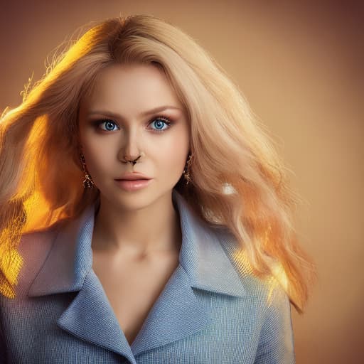 portrait+ style Russian queer TV actress blonde female face