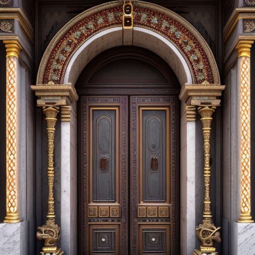  an ancient door hyperrealistic, full body, detailed clothing, highly detailed, cinematic lighting, stunningly beautiful, intricate, sharp focus, f/1. 8, 85mm, (centered image composition), (professionally color graded), ((bright soft diffused light)), volumetric fog, trending on instagram, trending on tumblr, HDR 4K, 8K