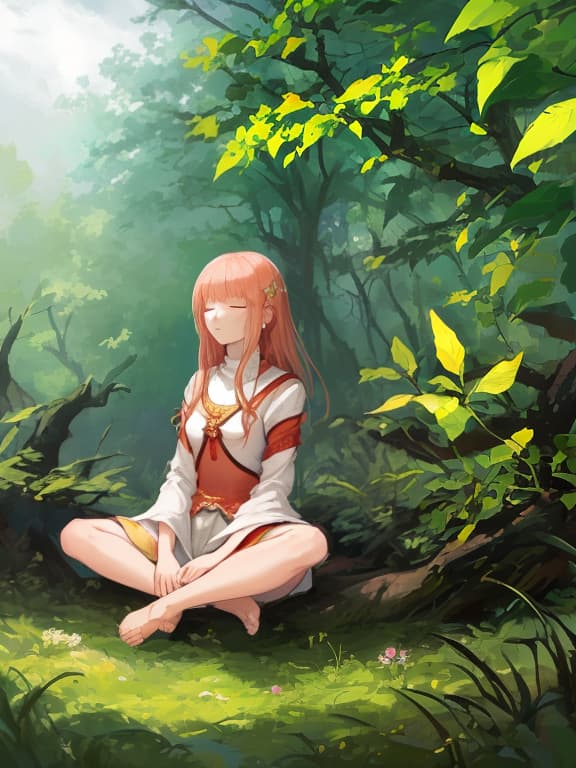  beautiful girl meditating in nature