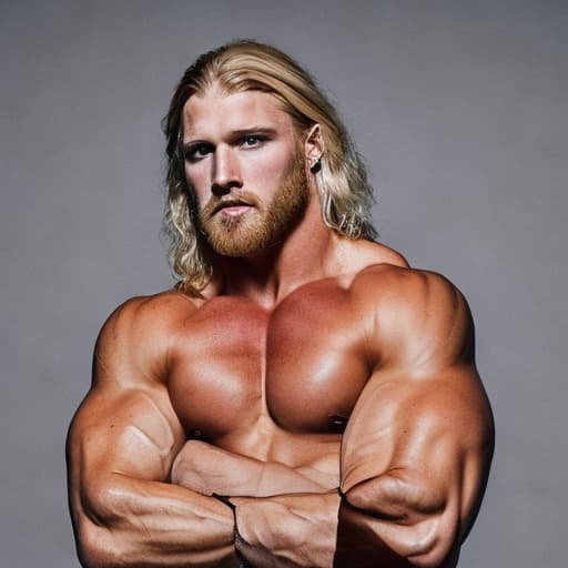 portrait+ style WWE queer superstar blonde hunk dude face