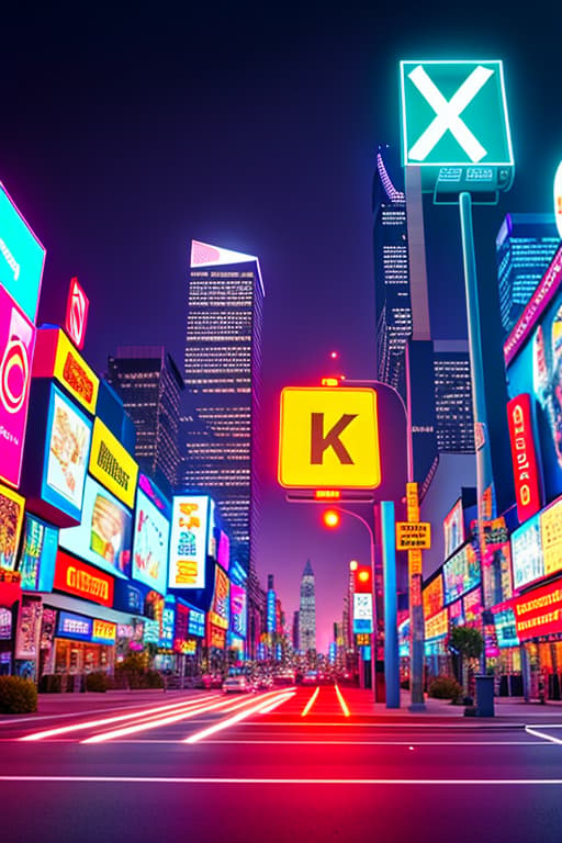  a city at night illuminated by glowing 3d street signs and billboards, with lights that seem to leap off the page ar 16:9 q 2, advertising photo,high quality, good proportion, masterpiece , the image is captured with an 8k camera