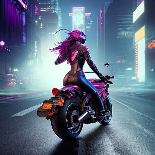 nvinkpunk girl on a motorcycle hyperrealistic, full body, detailed clothing, highly detailed, cinematic lighting, stunningly beautiful, intricate, sharp focus, f/1. 8, 85mm, (centered image composition), (professionally color graded), ((bright soft diffused light)), volumetric fog, trending on instagram, trending on tumblr, HDR 4K, 8K