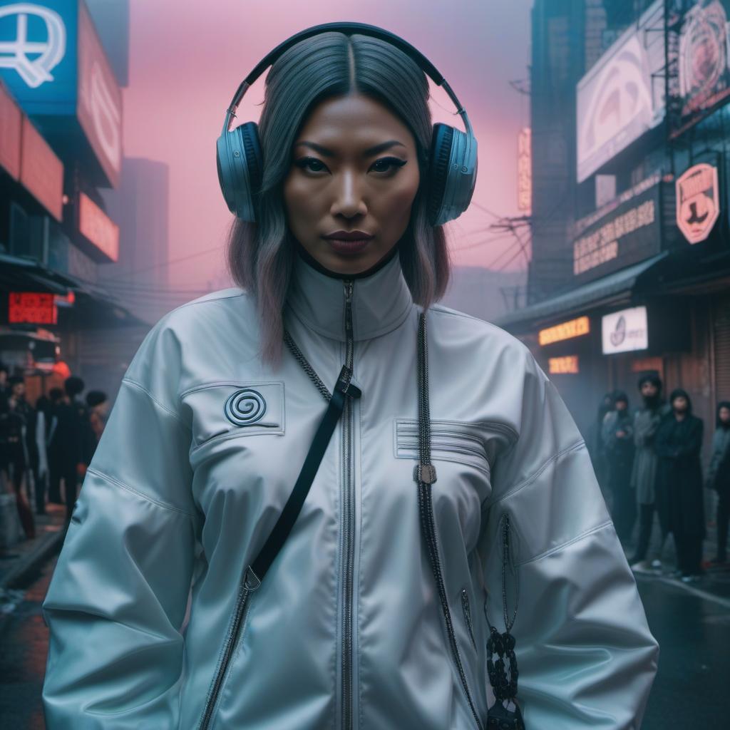  an epic album cover, splicor and aphex twin with a dystopian feel., ((anime)) hyperrealistic, full body, detailed clothing, highly detailed, cinematic lighting, stunningly beautiful, intricate, sharp focus, f/1. 8, 85mm, (centered image composition), (professionally color graded), ((bright soft diffused light)), volumetric fog, trending on instagram, trending on tumblr, HDR 4K, 8K