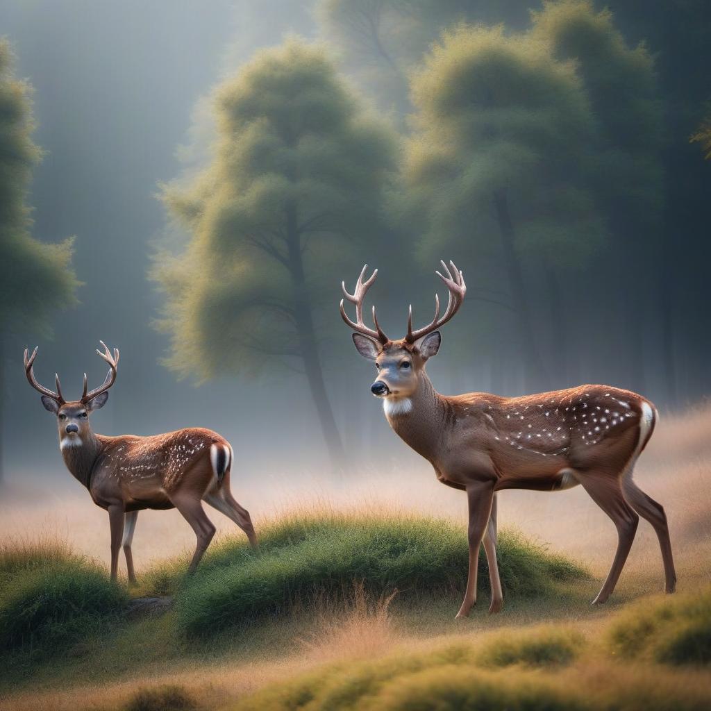  Plain Deer hyperrealistic, full body, detailed clothing, highly detailed, cinematic lighting, stunningly beautiful, intricate, sharp focus, f/1. 8, 85mm, (centered image composition), (professionally color graded), ((bright soft diffused light)), volumetric fog, trending on instagram, trending on tumblr, HDR 4K, 8K